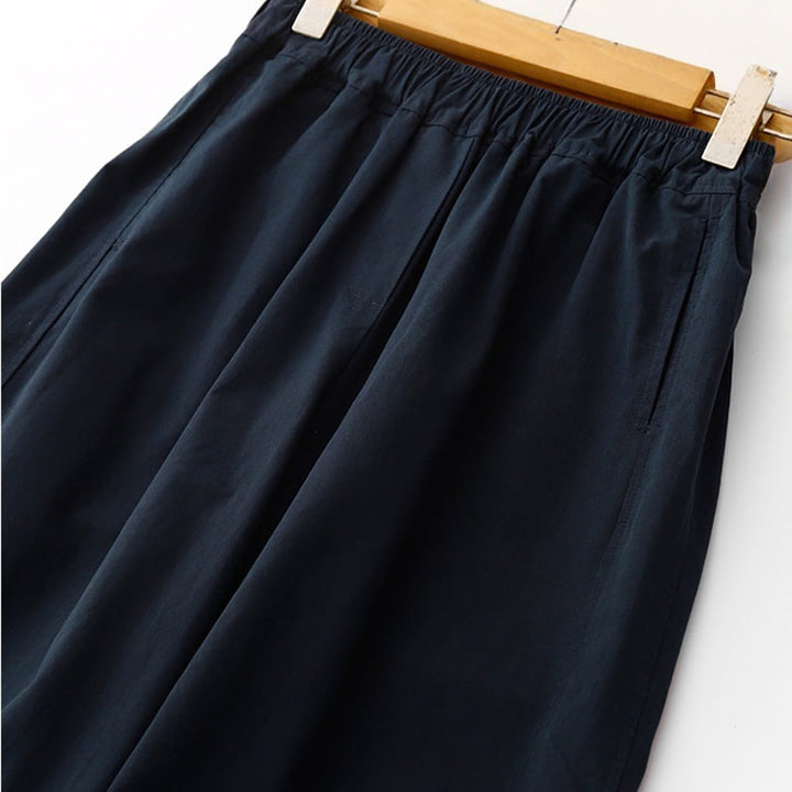 Pantalon ample en coton et lin pour femme, taille haute, couleur unie, avec poches , Buddha Stones printemps