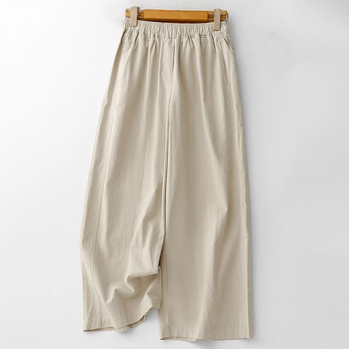Pantalon ample en coton et lin pour femme, taille haute, couleur unie, avec poches , Buddha Stones printemps