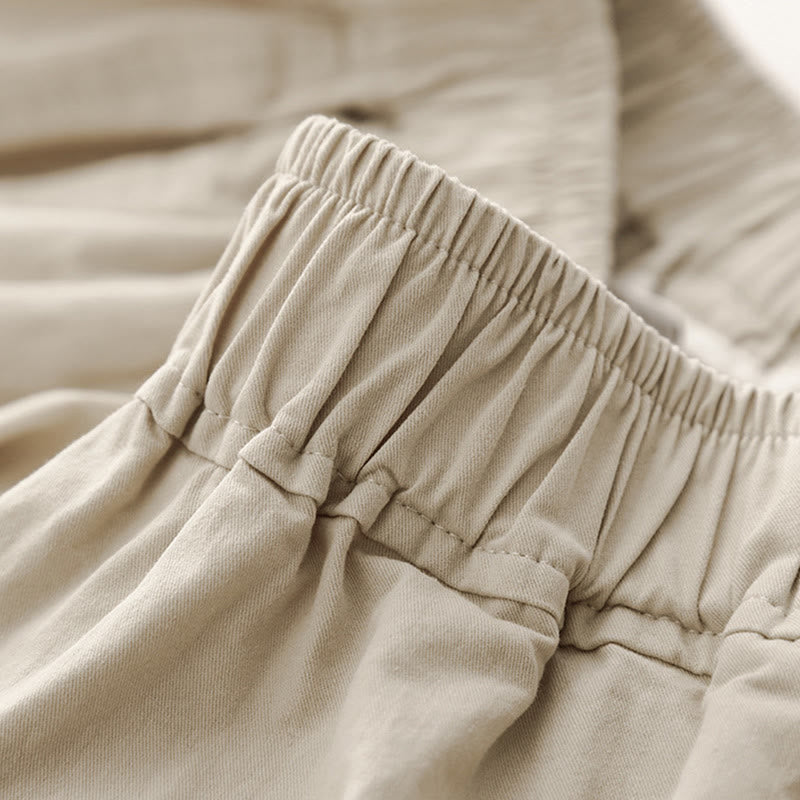 Pantalon ample en coton et lin pour femme, taille haute, couleur unie, avec poches , Buddha Stones printemps