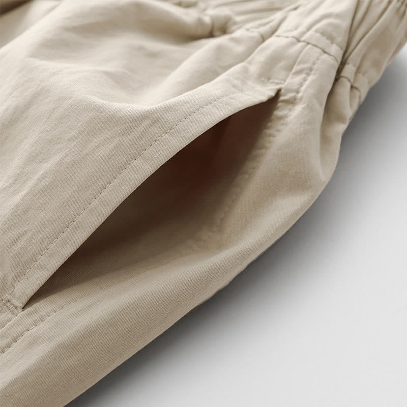 Pantalon ample en coton et lin pour femme, taille haute, couleur unie, avec poches , Buddha Stones printemps