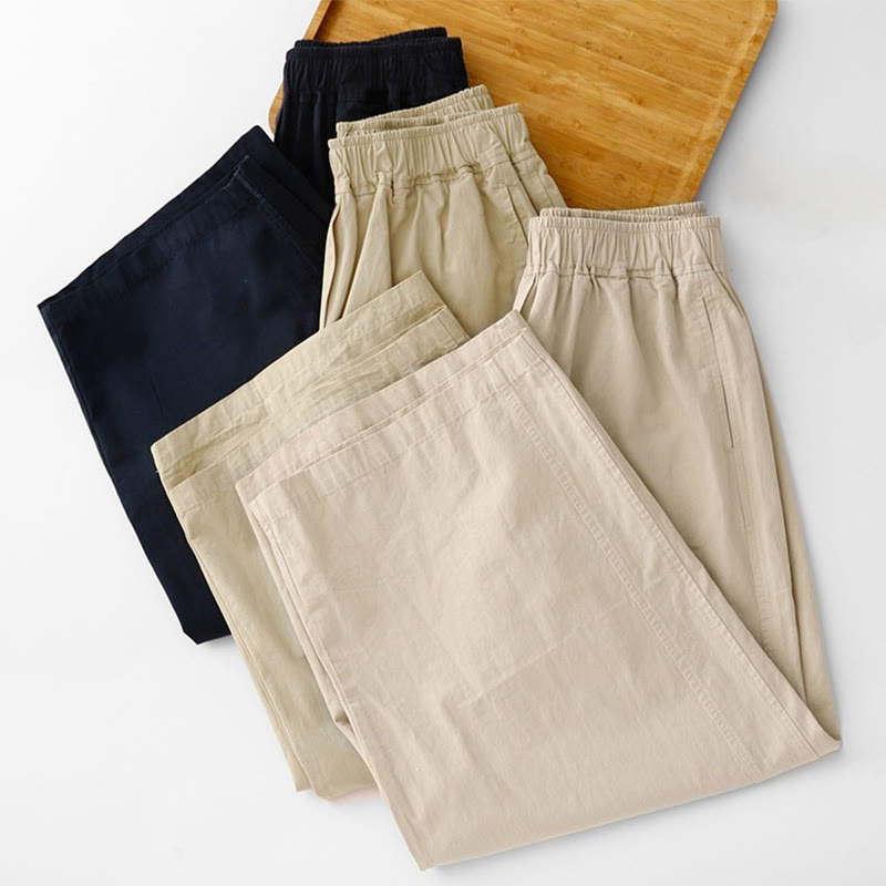 Pantalon ample en coton et lin pour femme, taille haute, couleur unie, avec poches , Buddha Stones printemps - image 24