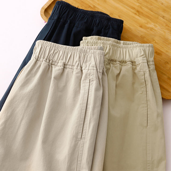 Pantalon ample en coton et lin pour femme, taille haute, couleur unie, avec poches , Buddha Stones printemps - image 27