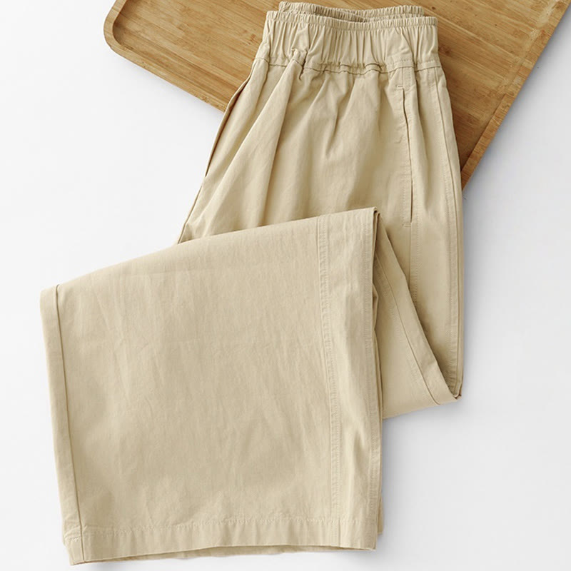 Pantalon ample en coton et lin pour femme, taille haute, couleur unie, avec poches , Buddha Stones printemps - image 17