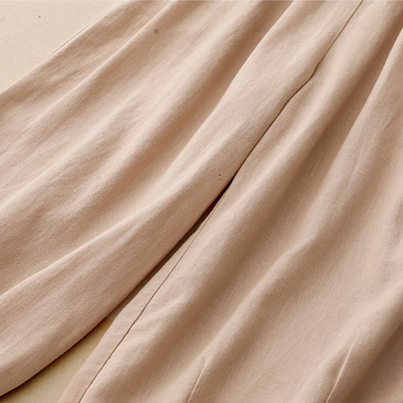Pantalon large en coton avec poches pour femme, style vintage, couleur unie, Buddha Stones Commute - image 7