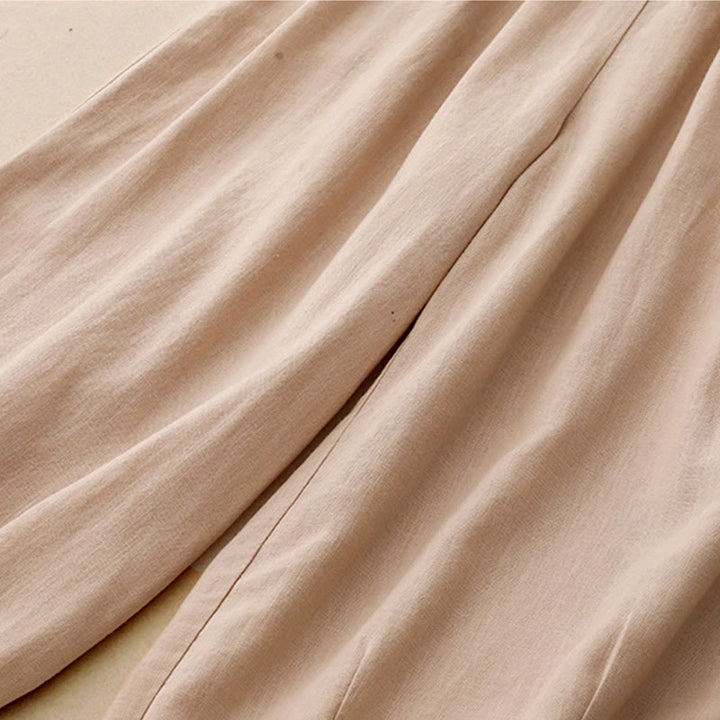 Pantalon large en coton avec poches pour femme, style vintage, couleur unie, Buddha Stones Commute - image 7