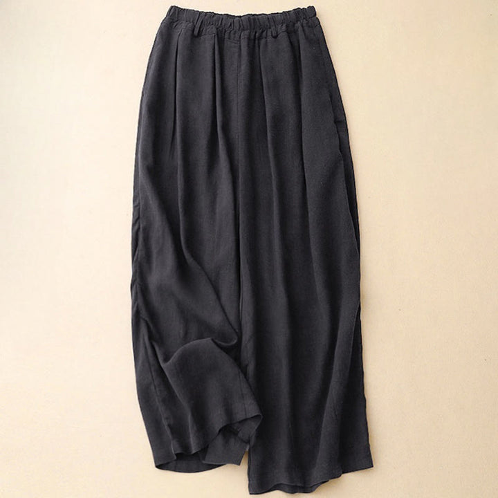 Pantalon large en coton avec poches pour femme, style vintage, couleur unie, Buddha Stones Commute - Bleu nuit - US8-10，UK/AU12-14，EU40-42 (2XL) - image 19