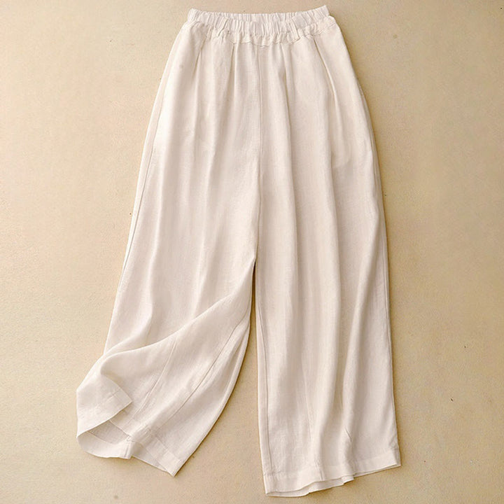 Pantalon large en coton avec poches pour femme, style vintage, couleur unie, Buddha Stones Commute - FloralWhite - US8-10，UK/AU12-14，EU40-42 (2XL) - image 10