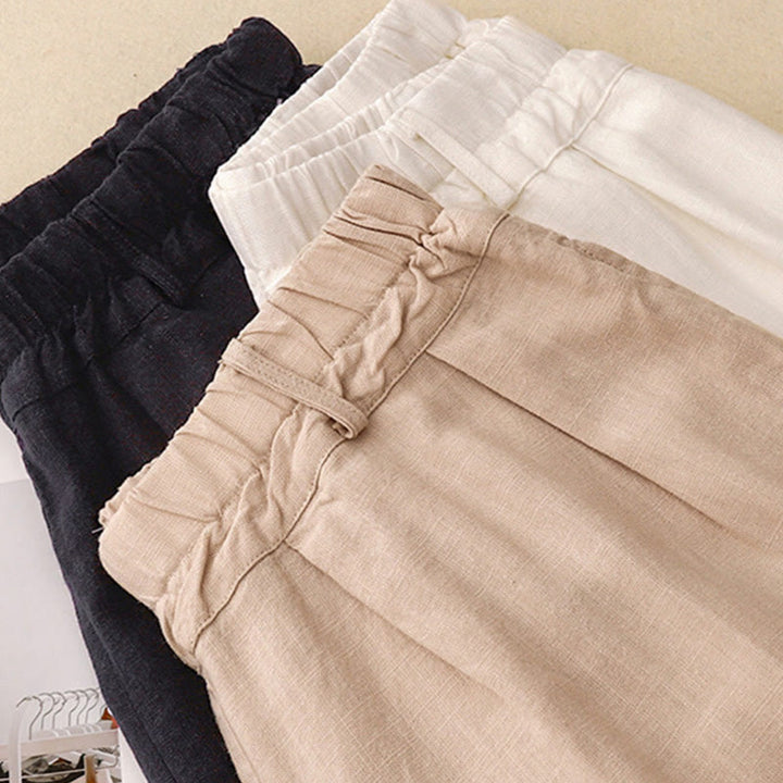 Pantalon large en coton avec poches pour femme, style vintage, couleur unie, Buddha Stones Commute - image 24