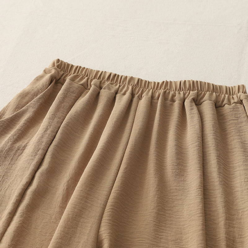 Pantalon décontracté en coton et lin pour femme, style Buddha Stones uni, avec poches, longueur 7-8, motif grenouille et boutons - image 15