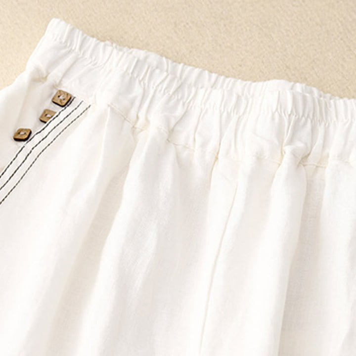 Pantalon sarouel décontracté en coton avec poches pour femme, motif Buddha Stones, boutons de couleur pure, longueur 7-8 - image 12