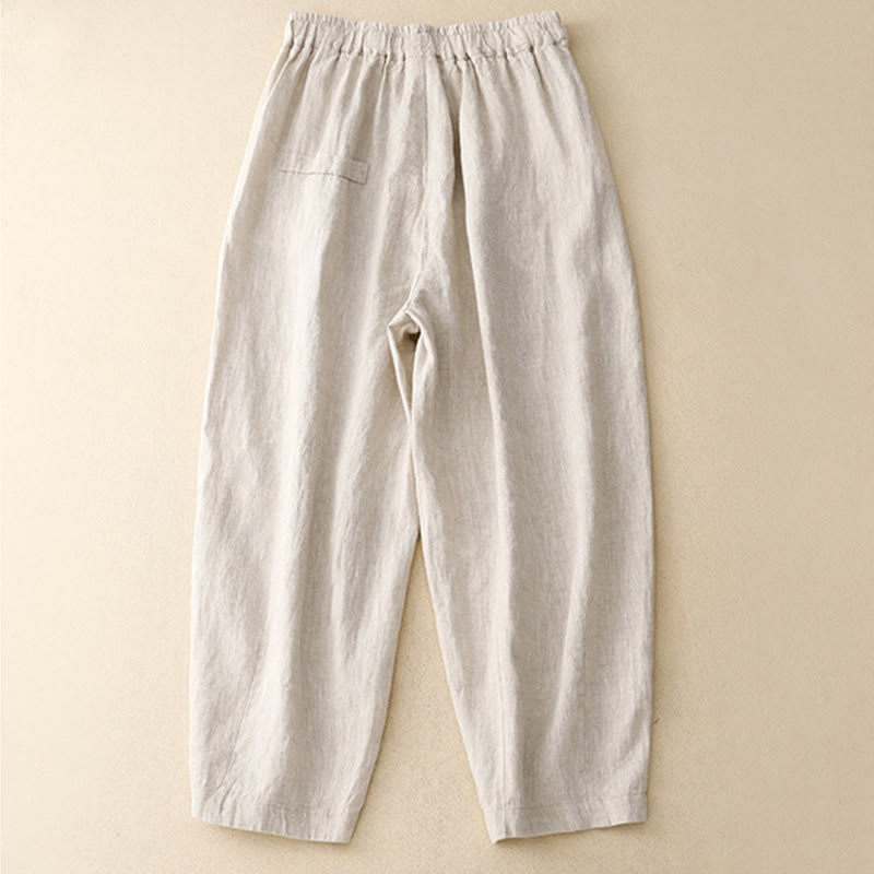 Pantalon sarouel décontracté en coton avec poches pour femme, motif Buddha Stones, boutons de couleur pure, longueur 7-8 - image 4