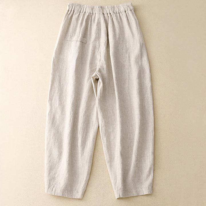 Pantalon sarouel décontracté en coton avec poches pour femme, motif Buddha Stones, boutons de couleur pure, longueur 7-8 - image 4