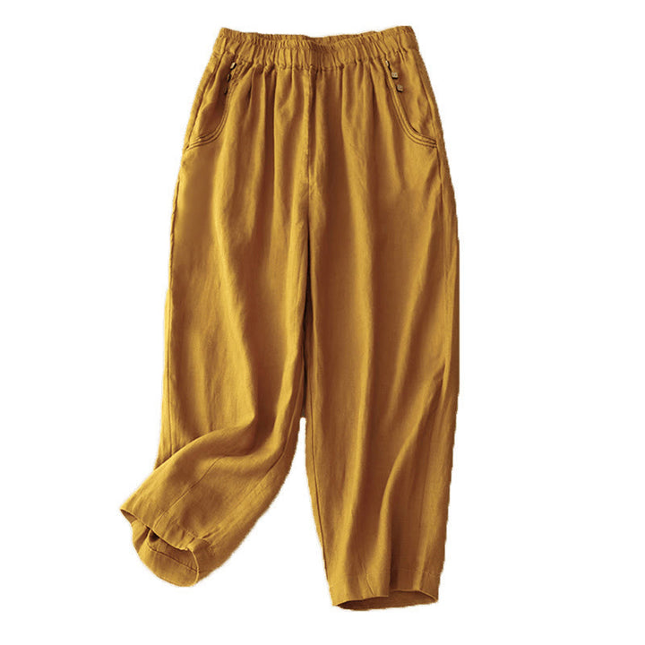 Pantalon sarouel décontracté en coton avec poches pour femme, motif Buddha Stones, boutons de couleur pure, longueur 7-8 - image 17