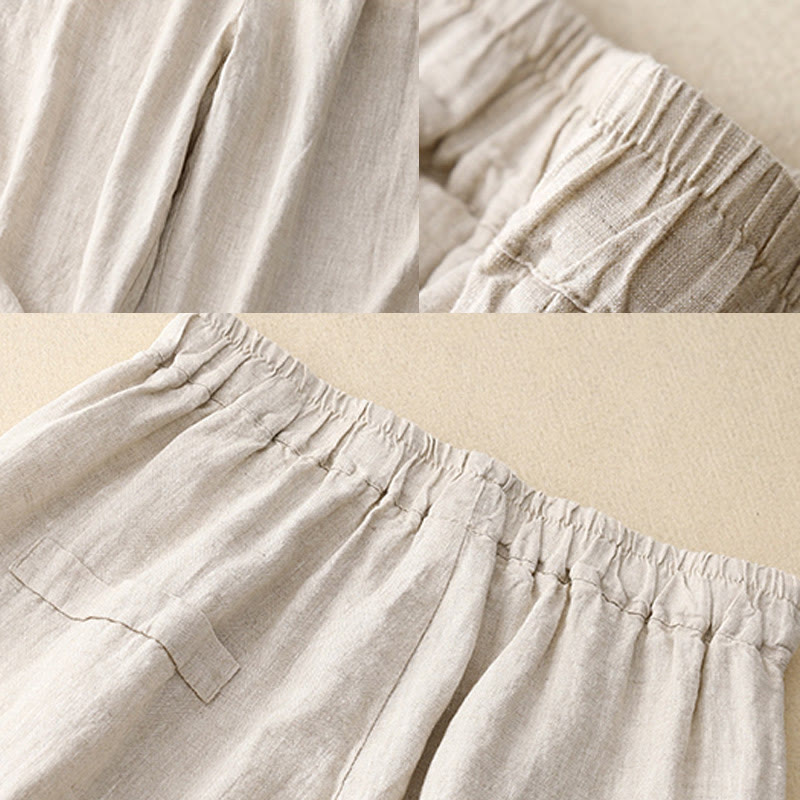 Pantalon sarouel décontracté en coton avec poches pour femme, motif Buddha Stones, boutons de couleur pure, longueur 7-8 - image 10