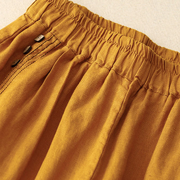 Pantalon sarouel décontracté en coton avec poches pour femme, motif Buddha Stones, boutons de couleur pure, longueur 7-8 - image 15