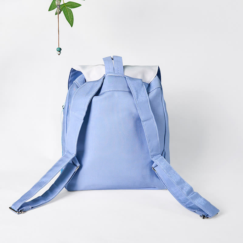 Sac à dos en toile de grande capacité, brodé à la main avec des Buddha Stones et du magnolia bleu