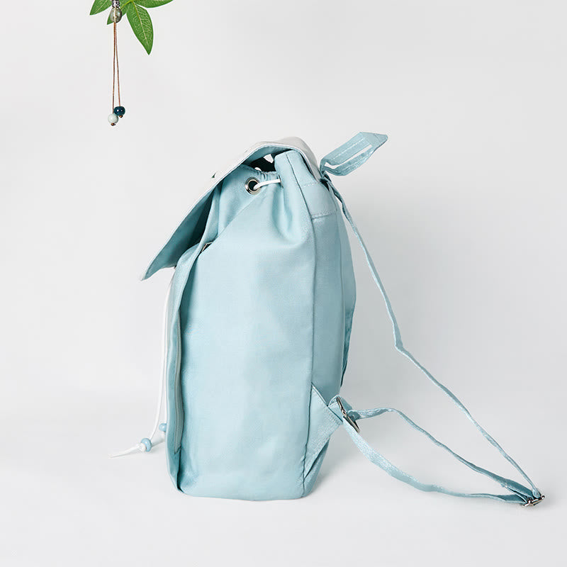 Sac à dos en toile de grande capacité, brodé à la main avec des Buddha Stones , motif Epiphyllum bleu