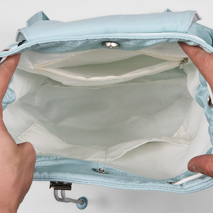 Sac à dos en toile de grande capacité, brodé à la main avec des Buddha Stones , motif Epiphyllum bleu