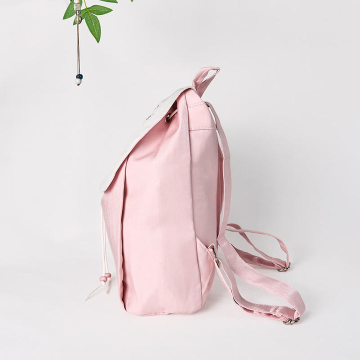 Sac à dos en toile de grande capacité, brodé de fleurs de pivoine roses faites à la main, Buddha Stones