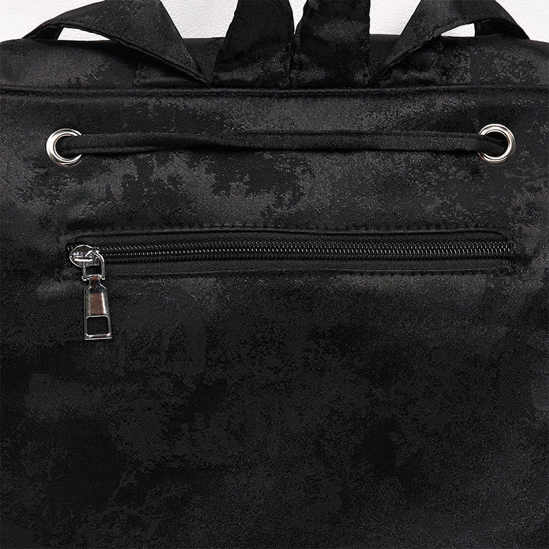 Sac à dos en coton et polyester de grande capacité, brodé de pivoines noires faites à la main, Buddha Stones