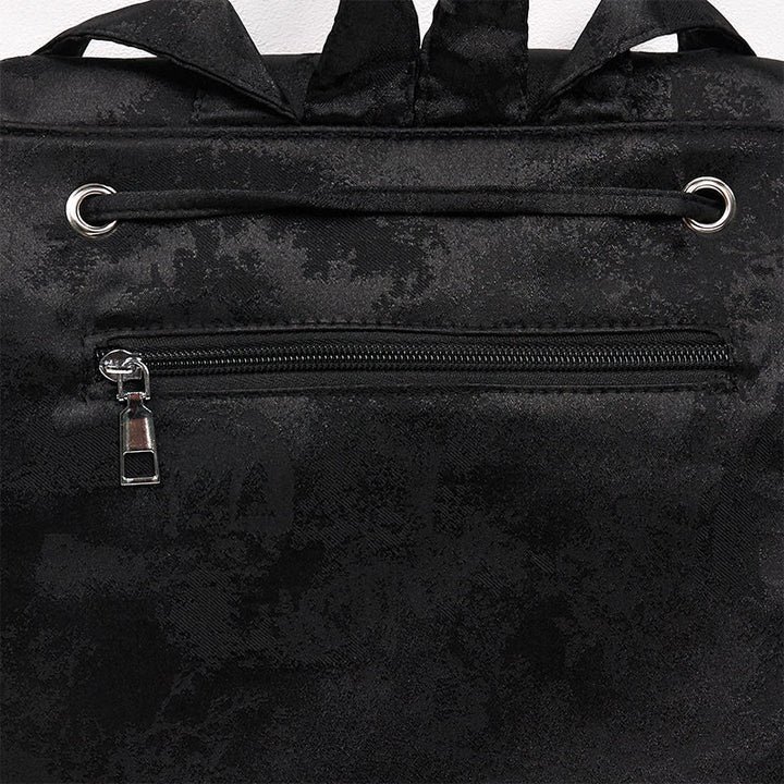 Sac à dos en coton et polyester de grande capacité, brodé de pivoines noires faites à la main, Buddha Stones