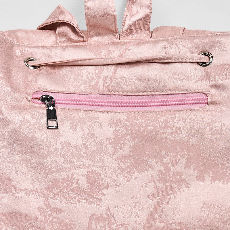 Sac à dos grande capacité en polyester et coton brodé de lotus rose fait main avec Buddha Stones