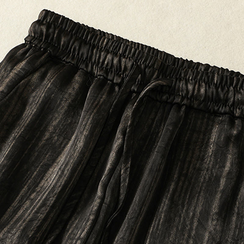 Pantalon femme décontracté à motif de lignes verticales et artistiques Buddha Stones, longueur cheville, avec cordon de serrage et poches
