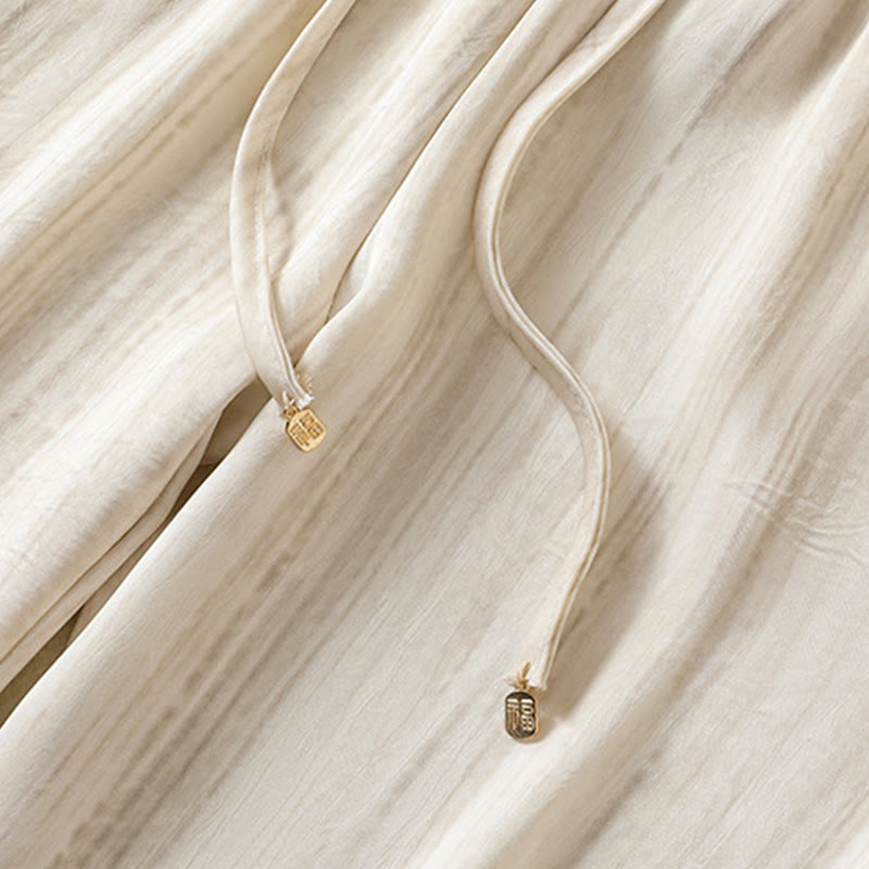 Pantalon femme décontracté à motif de lignes verticales et artistiques Buddha Stones, longueur cheville, avec cordon de serrage et poches - image 3