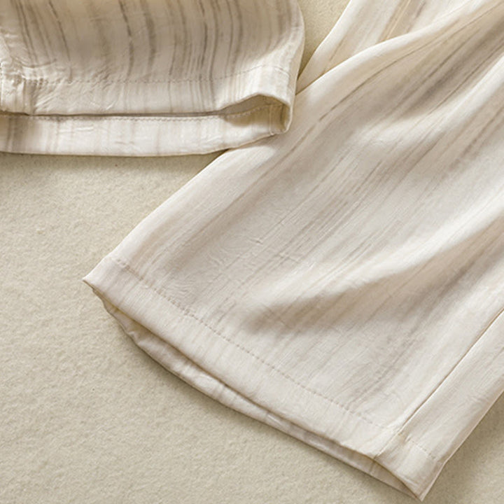 Pantalon femme décontracté à motif de lignes verticales et artistiques Buddha Stones, longueur cheville, avec cordon de serrage et poches - image 8