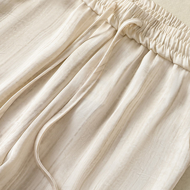 Pantalon femme décontracté à motif de lignes verticales et artistiques Buddha Stones, longueur cheville, avec cordon de serrage et poches - image 4