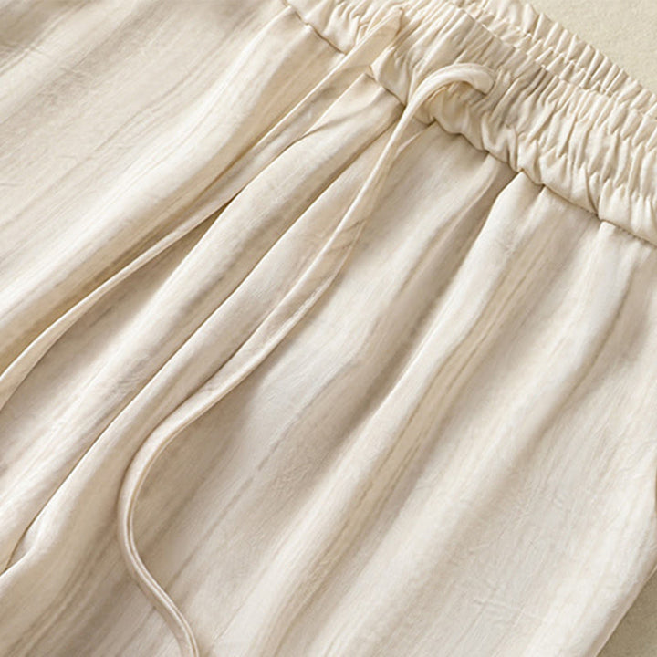 Pantalon femme décontracté à motif de lignes verticales et artistiques Buddha Stones, longueur cheville, avec cordon de serrage et poches - image 4