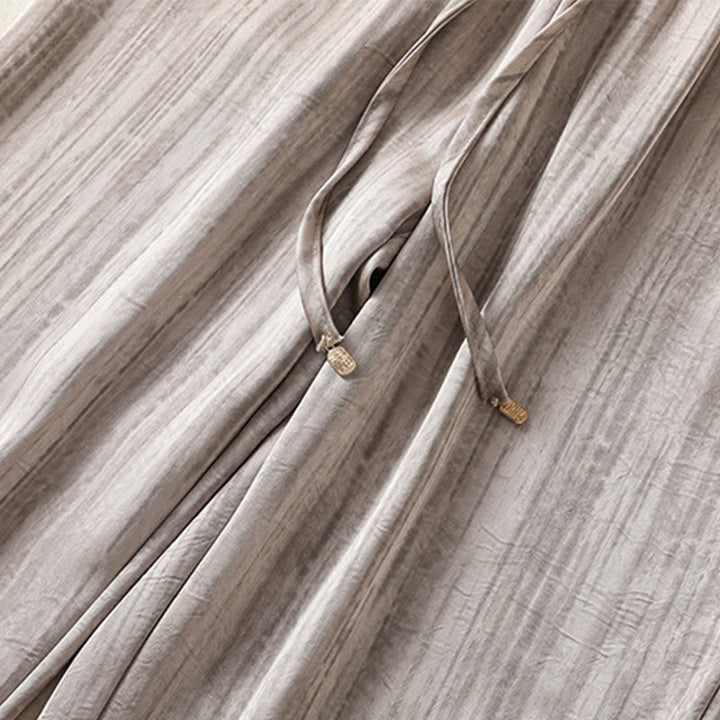 Pantalon femme décontracté à motif de lignes verticales et artistiques Buddha Stones, longueur cheville, avec cordon de serrage et poches - image 21