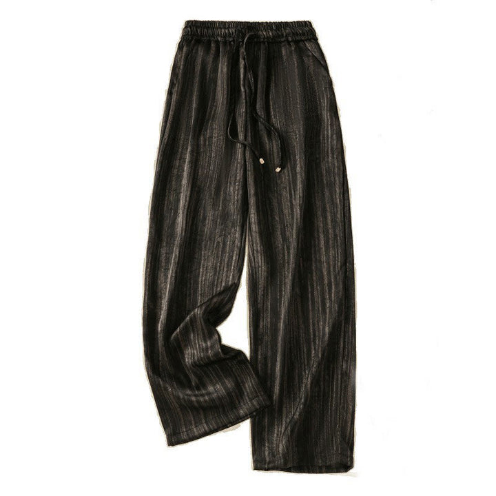 Pantalon femme décontracté à motif de lignes verticales et artistiques Buddha Stones, longueur cheville, avec cordon de serrage et poches