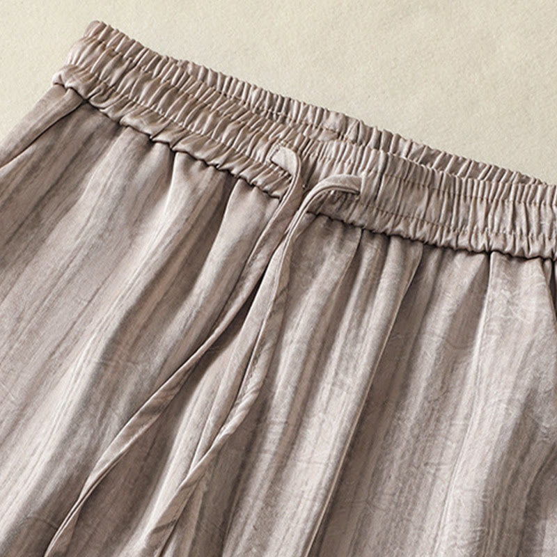 Pantalon femme décontracté à motif de lignes verticales et artistiques Buddha Stones, longueur cheville, avec cordon de serrage et poches