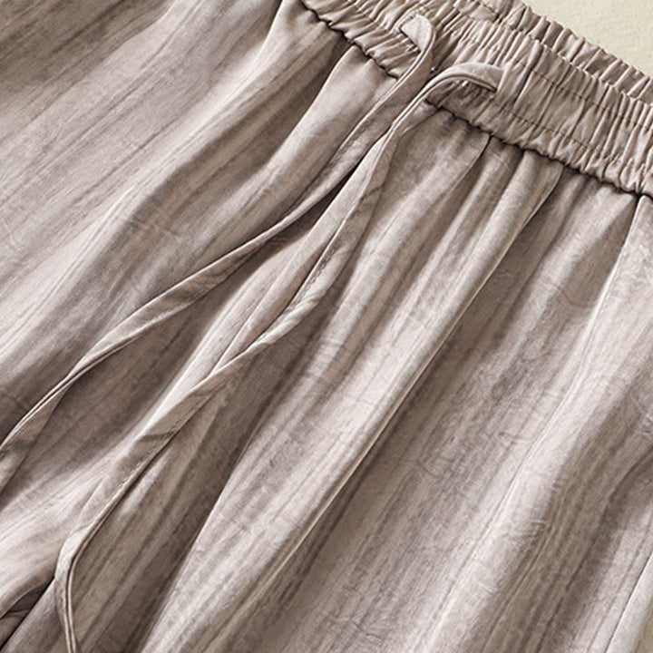 Pantalon femme décontracté à motif de lignes verticales et artistiques Buddha Stones, longueur cheville, avec cordon de serrage et poches - image 20