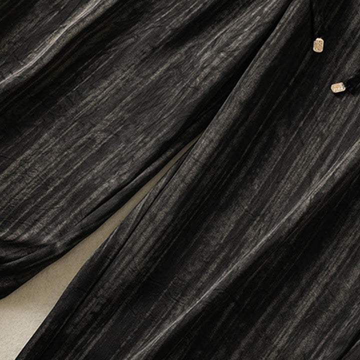 Pantalon femme décontracté à motif de lignes verticales et artistiques Buddha Stones, longueur cheville, avec cordon de serrage et poches