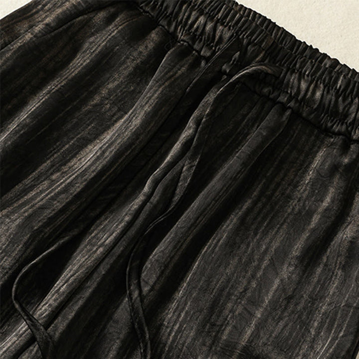 Pantalon femme décontracté à motif de lignes verticales et artistiques Buddha Stones, longueur cheville, avec cordon de serrage et poches