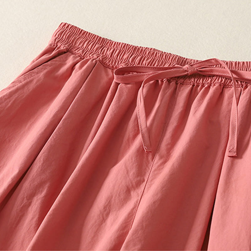 Pantalon décontracté en coton avec ourlet à volants et poches pour femme, motif patchwork, cordon de serrage, longueur cheville