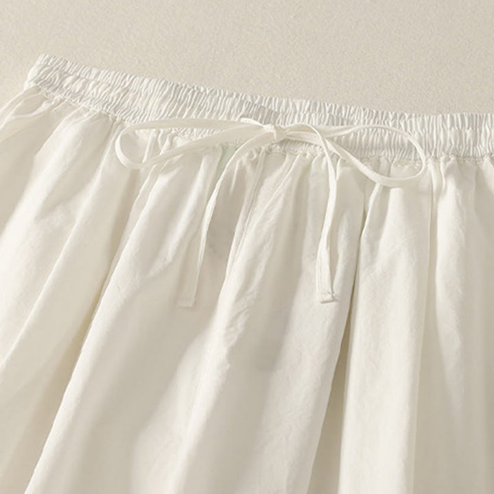 Pantalon décontracté en coton avec ourlet à volants et poches pour femme, motif patchwork, cordon de serrage, longueur cheville