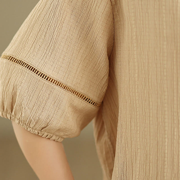 Chemise décontractée à manches courtes et col en V pour femme, en polyester, motif Buddha Stones