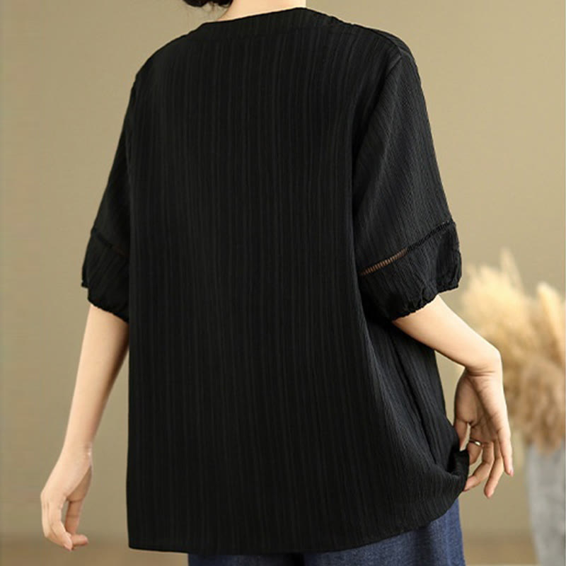 Chemise décontractée à manches courtes et col en V pour femme, en polyester, motif Buddha Stones - image 13