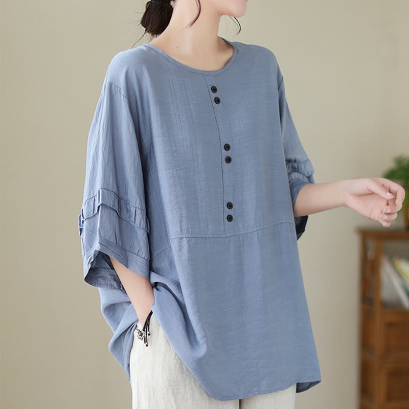 T-shirt décontracté d'été à manches courtes et col rond pour femme, en polyester, motif Buddha Stones