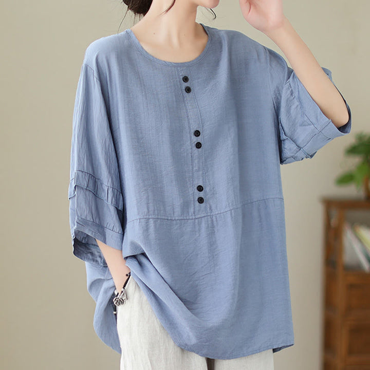 T-shirt décontracté d'été à manches courtes et col rond pour femme, en polyester, motif Buddha Stones