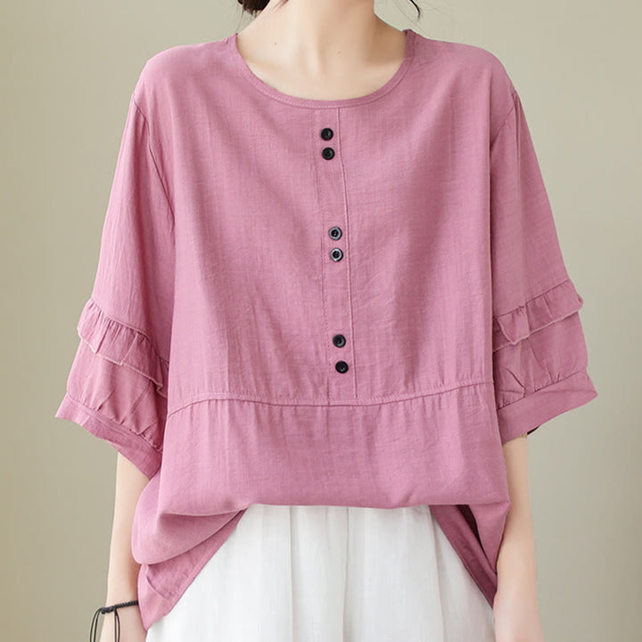 T-shirt décontracté d'été à manches courtes et col rond pour femme, en polyester, motif Buddha Stones - image 9