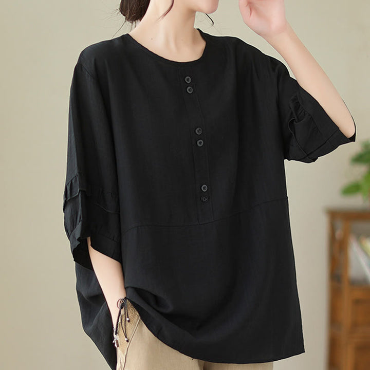 T-shirt décontracté d'été à manches courtes et col rond pour femme, en polyester, motif Buddha Stones