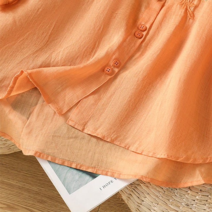 Chemise décontractée à manches trois-quarts et col montant pour femme, motif Buddha Stones et broderies végétales - image 25