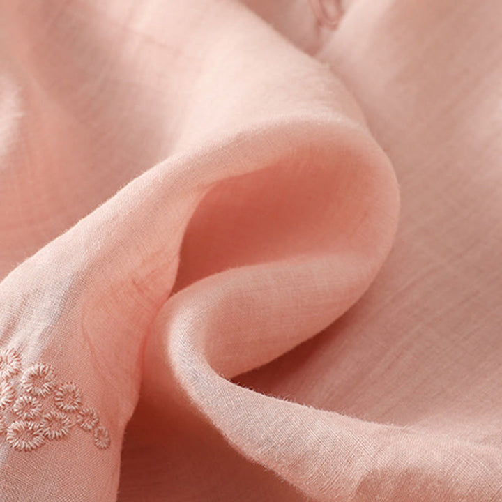 Chemise décontractée à manches mi-longues et col ras du cou pour femme, motif Buddha Stones, broderie florale, boutons grenouille, polyester - image 23