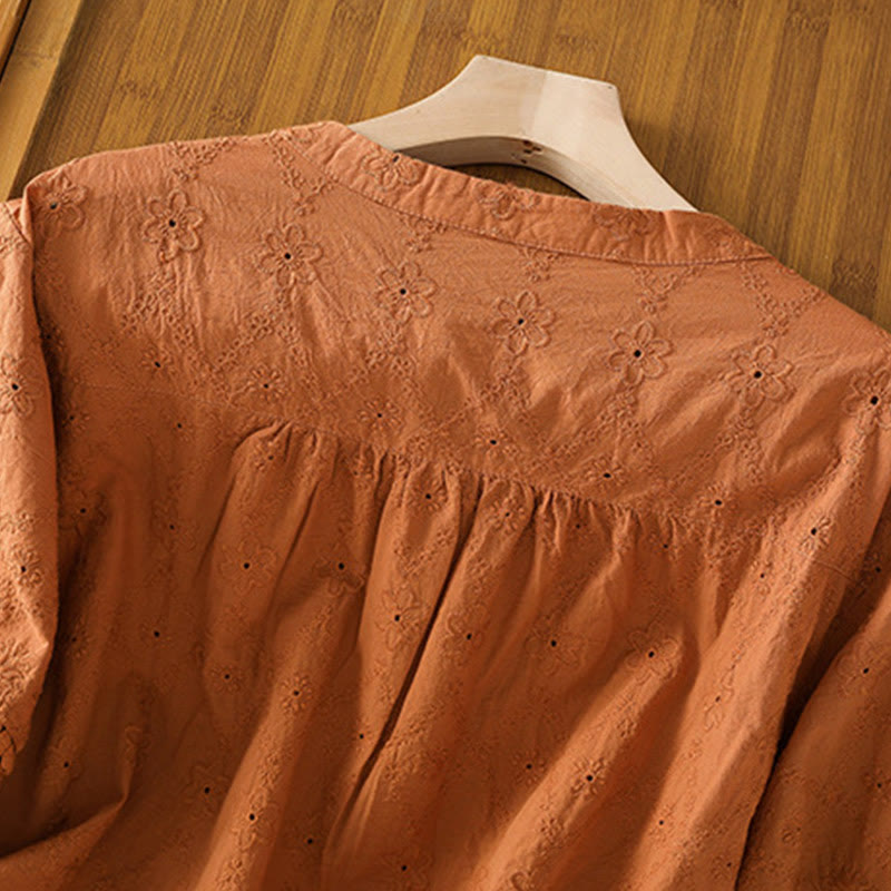 Chemise décontractée à manches mi-longues en coton et lin pour femme, motif Buddha Stones, coupe creuse et décontractée - image 3