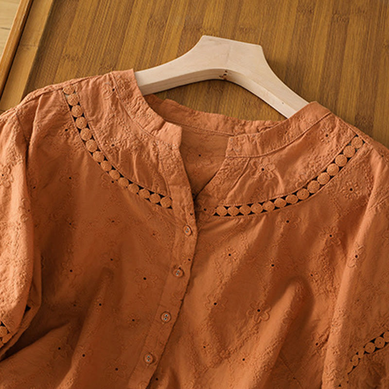 Chemise décontractée à manches mi-longues en coton et lin pour femme, motif Buddha Stones, coupe creuse et décontractée - image 2