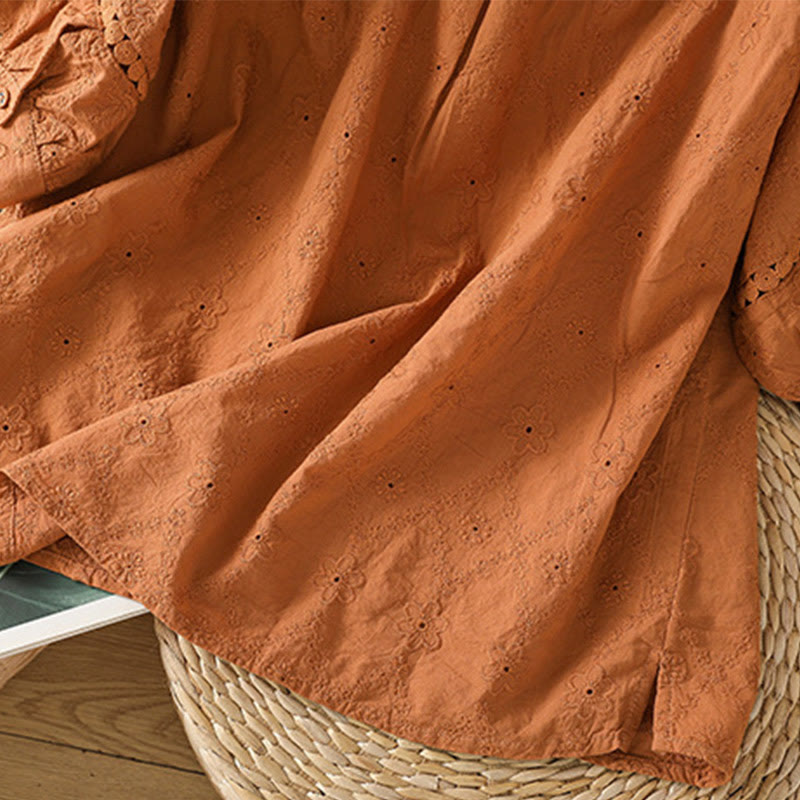 Chemise décontractée à manches mi-longues en coton et lin pour femme, motif Buddha Stones, coupe creuse et décontractée - image 5